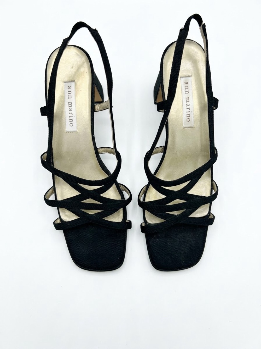 Ann Marino Black Strappy Slingback Sandals